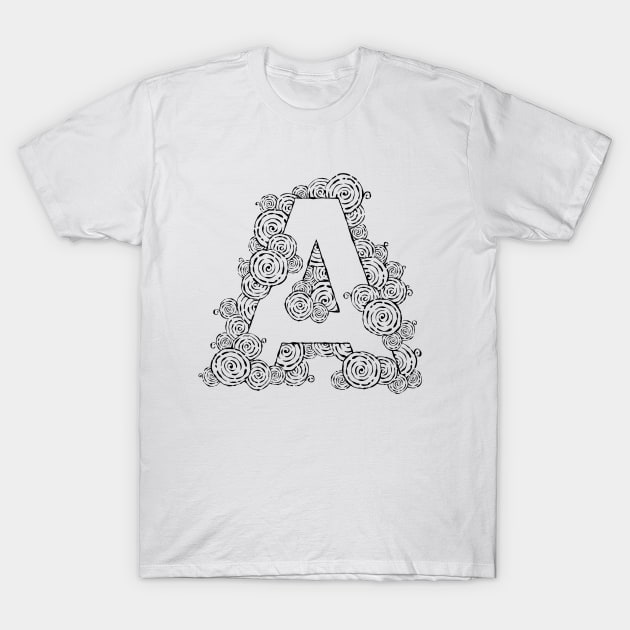 Letter A Geometric Circle Pattern T-Shirt by HHT